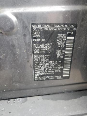 KNMAT2MV1FP563331 - 2015 NISSAN ROGUE S GRAY photo 14