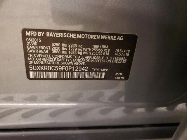 5UXKR0C59F0P12942 - 2015 BMW X5 XDRIVE35I GRAY photo 12