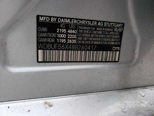 WDBUF56X48B260417 - 2008 MERCEDES-BENZ E 350 SILVER photo 12