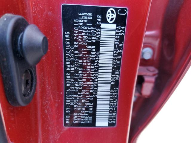 5YFEPRAE8LP125466 - 2020 TOYOTA COROLLA LE RED photo 13