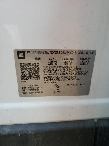 3GNAXKEV6KS659610 - 2019 CHEVROLET EQUINOX LT WHITE photo 13