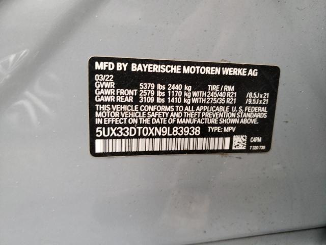 5UX33DT0XN9L83938 - 2022 BMW X4 XDRIVE30I GRAY photo 13
