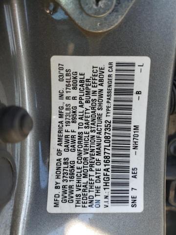 1HGFA16877L087352 - 2007 HONDA CIVIC EX BROWN photo 12