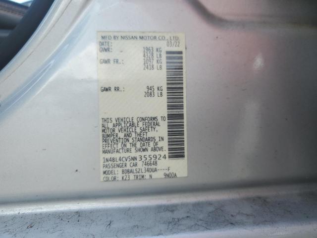 1N4BL4CV5NN355924 - 2022 NISSAN ALTIMA SR 银色 照片 12