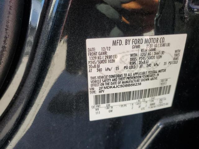 2FMDK4JC5DBB56238 - 2013 FORD EDGE SEL Noir photo 13