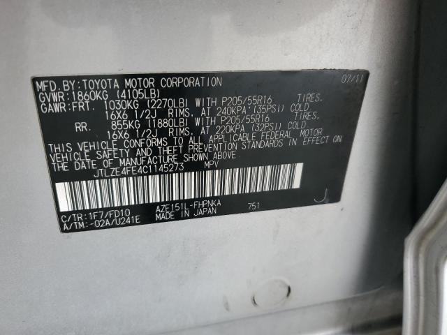 JTLZE4FE4C1145273 - 2012 TOYOTA SCION XB Plata foto 12