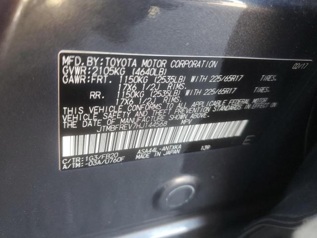 JTMBFREV7HJ144568 - 2017 TOYOTA RAV4 LE Gris photo 12