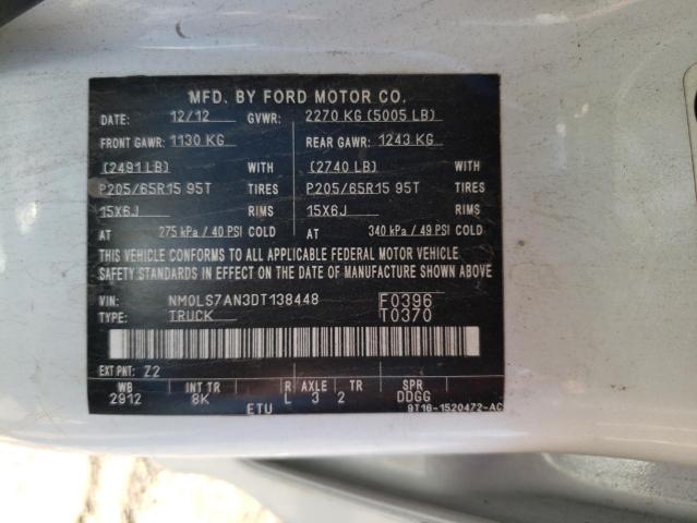 NM0LS7AN3DT138448 - 2013 FORD TRANSIT CONNECT XL WHITE photo 13