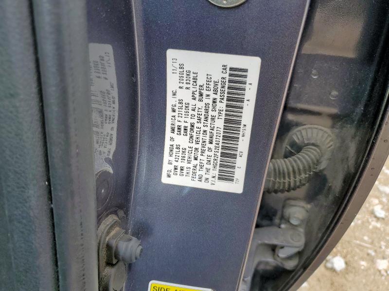 1HGCR2F52EA072077 - 2014 HONDA ACCORD SPORT ნაცრისფერი ფოტო 12