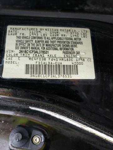 3N1BC1CP3AL378531 - 2010 NISSAN VERSA S BLACK photo 12