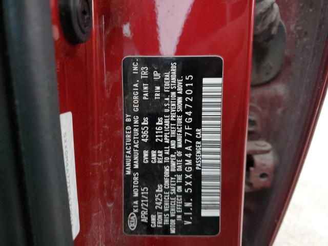 5XXGM4A77FG472015 - 2015 KIA OPTIMA LX RED photo 12