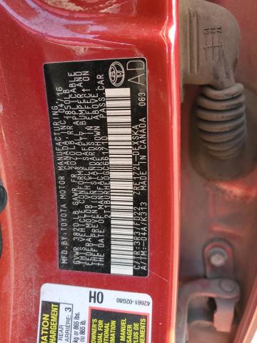 2T1BURHE0GC661710 - 2016 TOYOTA COROLLA L RED photo 12