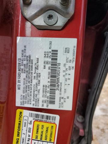 3FA6P0H97ER315710 - 2014 FORD FUSION SE RED photo 12