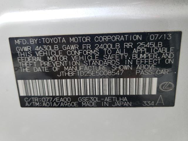 JTHBF1D25E5008547 - 2014 LEXUS IS 250 WHITE photo 13