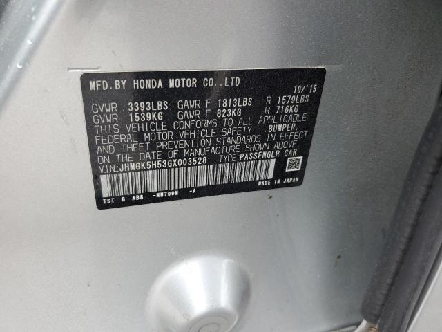 JHMGK5H53GX003528 - 2016 HONDA FIT LX Gümüş foto 12