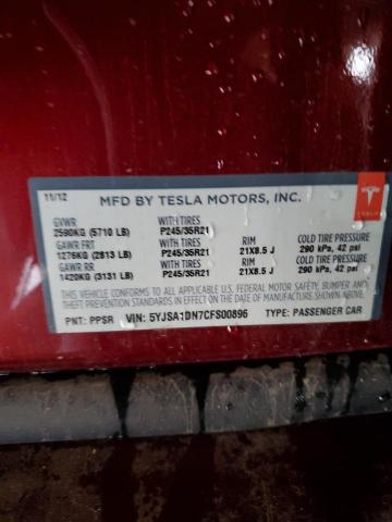 5YJSA1DN7CFS00896 - 2012 TESLA MODEL S წითელი ფოტო 13