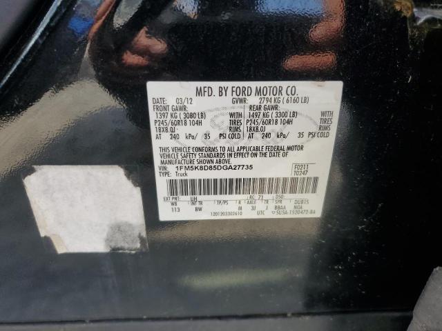 1FM5K8D85DGA27735 - 2013 FORD EXPLORER XLT Noir photo 13