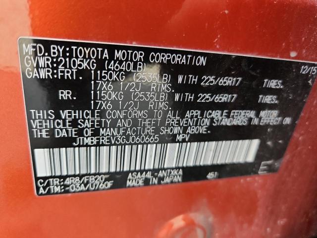 JTMBFREV3GJ060665 - 2016 TOYOTA RAV4 LE ORANGE photo 12
