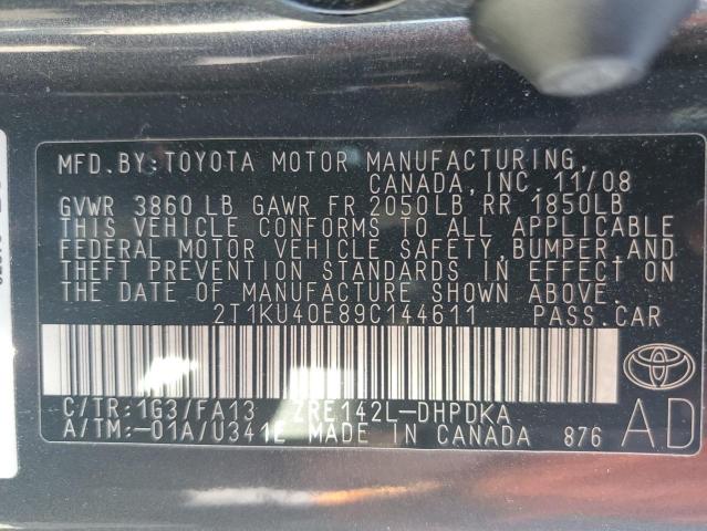 2T1KU40E89C144611 - 2009 TOYOTA COROLLA MA GRAY photo 13