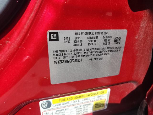 1G1ZC5E02CF285251 - 2012 CHEVROLET MALIBU 1LT 红色 照片 12