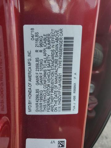 1HGCV1F11JA162821 - 2018 HONDA ACCORD LX წითელი ფოტო 12