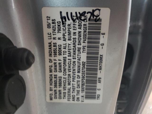 19XFB2F59CE070482 - 2012 HONDA CIVIC LX SILVER photo 12