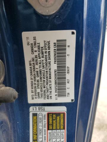 2HGFG3B89CH500783 - 2012 HONDA CIVIC EX BLUE photo 12