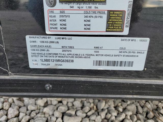 1L9BE1219RG639238 - 2024 UTILITY TRAILER BLACK photo 10