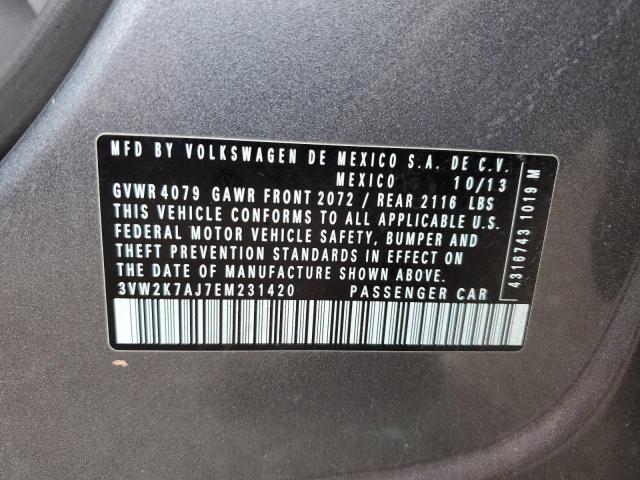 3VW2K7AJ7EM231420 - 2014 VOLKSWAGEN JETTA BASE GRAY photo 12