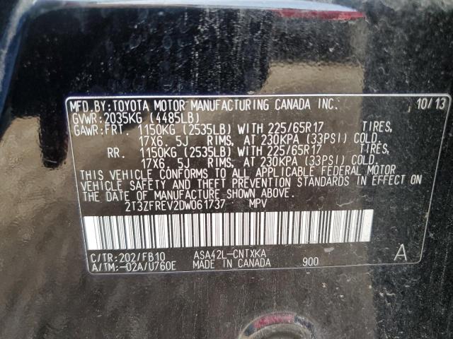 2T3ZFREV2DW061737 - 2013 TOYOTA RAV4 LE შავი ფოტო 13