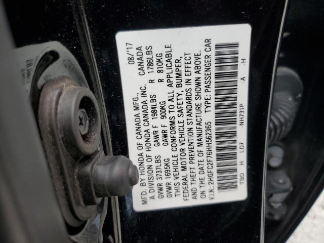 2HGFC2F76HH562365 - 2017 HONDA CIVIC EX Қара фото 13