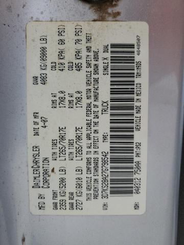 3D7KS28A27G798542 - 2007 DODGE RAM 2500 ST Сріблястий фото 12