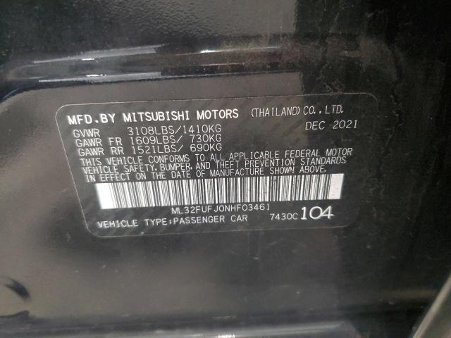 ML32FUFJ0NHF03461 - 2022 MITSUBISHI MIRAGE G4 ES BLACK photo 12