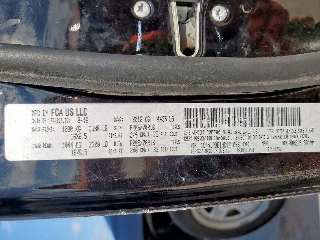 1C4NJPBB1HD121036 - 2017 JEEP PATRIOT SPORT 黑色 照片 13