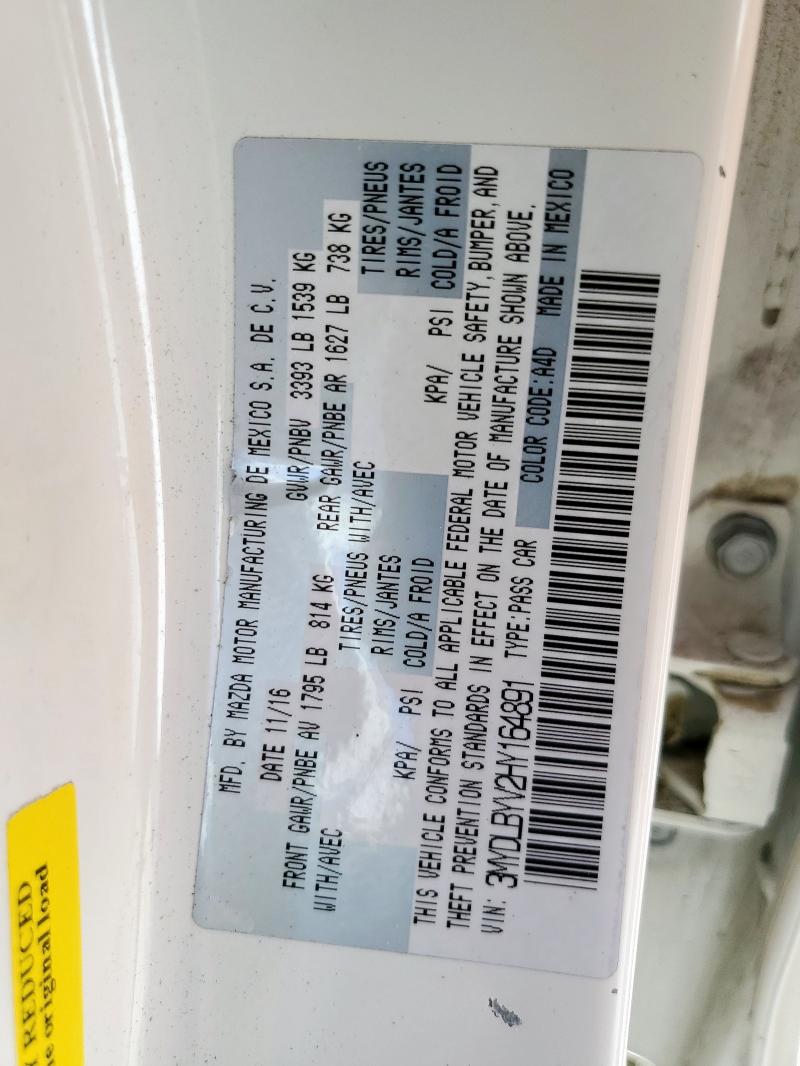 3MYDLBYV2HY164891 - 2017 TOYOTA YARIS IA WHITE photo 12