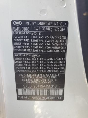 SALSF25419A196318 - 2009 LAND ROVER RANGE ROVE HSE WHITE photo 13