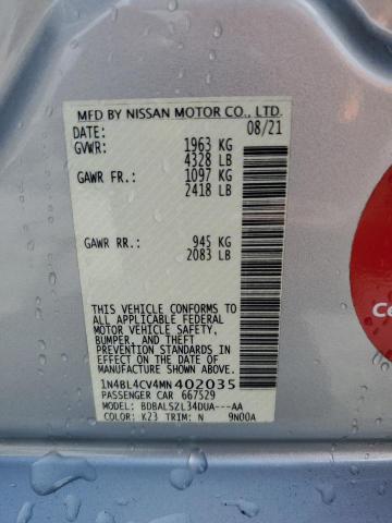 1N4BL4CV4MN402035 - 2021 NISSAN ALTIMA SR ვერცხლისფერი ფოტო 13