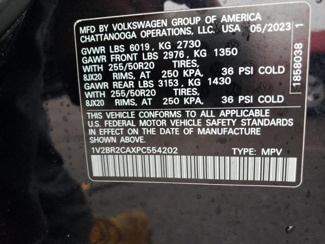 1V2BR2CAXPC554202 - 2023 VOLKSWAGEN ATLAS SEL BLACK photo 12