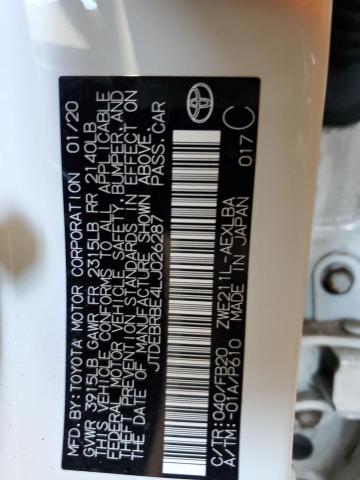 JTDEBRBE4LJ026287 - 2020 TOYOTA COROLLA LE WHITE photo 13