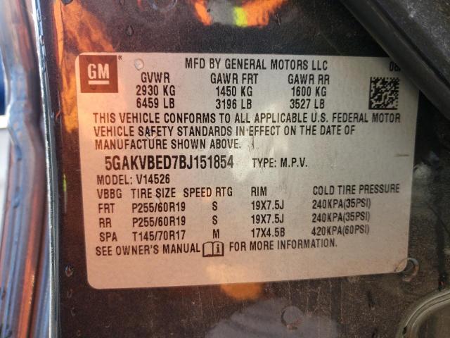 5GAKVBED7BJ151854 - 2011 BUICK ENCLAVE CXL GRAY photo 14