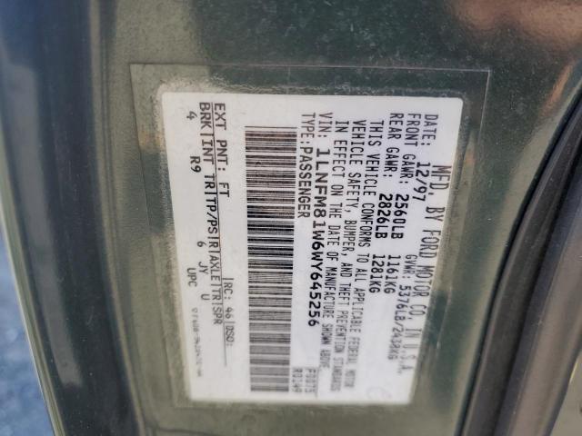 1LNFM81W6WY645256 - 1998 LINCOLN TOWN CAR EXECUTIVE Կանաչ լուսանկար 12