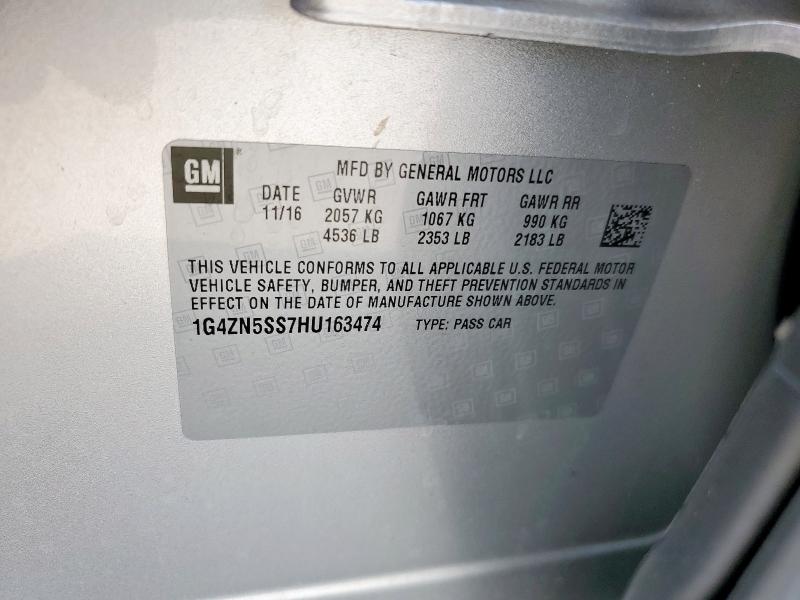 1G4ZN5SS7HU163474 - 2017 BUICK LACROSSE PREFERRED SILVER photo 12