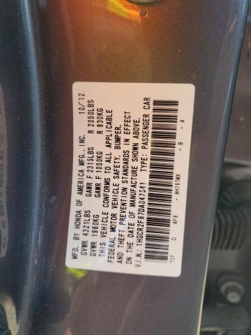 1HGCR2F87DA047541 - 2013 HONDA ACCORD EXL ნაცრისფერი ფოტო 12