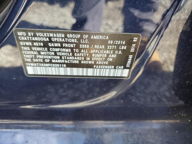 1VWAT7A36FC025115 - 2015 VOLKSWAGEN PASSAT S BLUE photo 13
