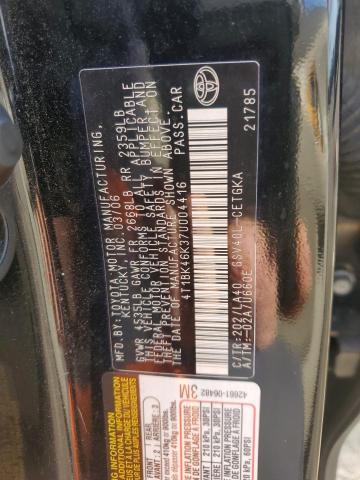 4T1BK46K37U004416 - 2007 TOYOTA CAMRY LE BLACK photo 12