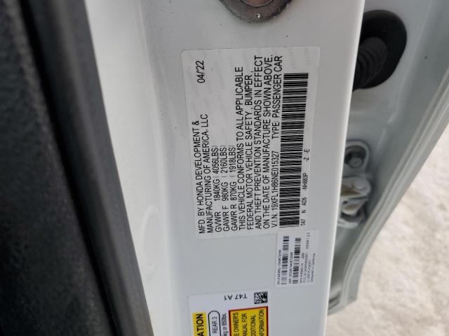 19XFL1H86NE015327 - 2022 HONDA CIVIC SPORT TOURING თეთრი ფოტო 13