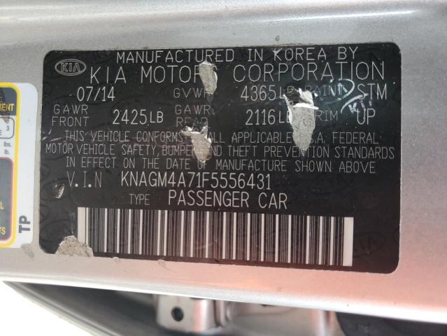 KNAGM4A71F5556431 - 2015 KIA OPTIMA LX SILVER photo 13