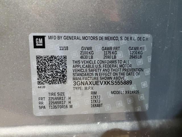 3GNAXUEVXKS555889 - 2019 CHEVROLET EQUINOX LT TAN photo 12