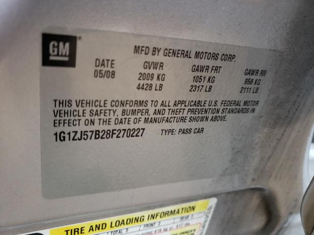 1G1ZJ57B28F270227 - 2008 CHEVROLET MALIBU 2LT SILVER photo 13