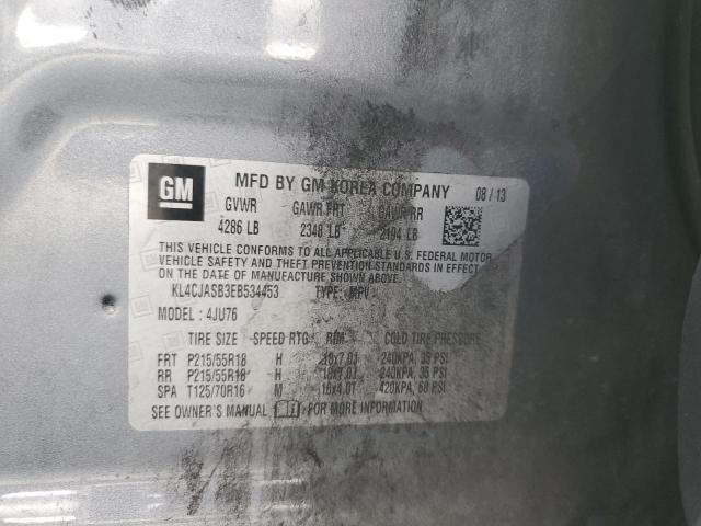 KL4CJASB3EB534453 - 2014 BUICK ENCORE GRAY photo 13